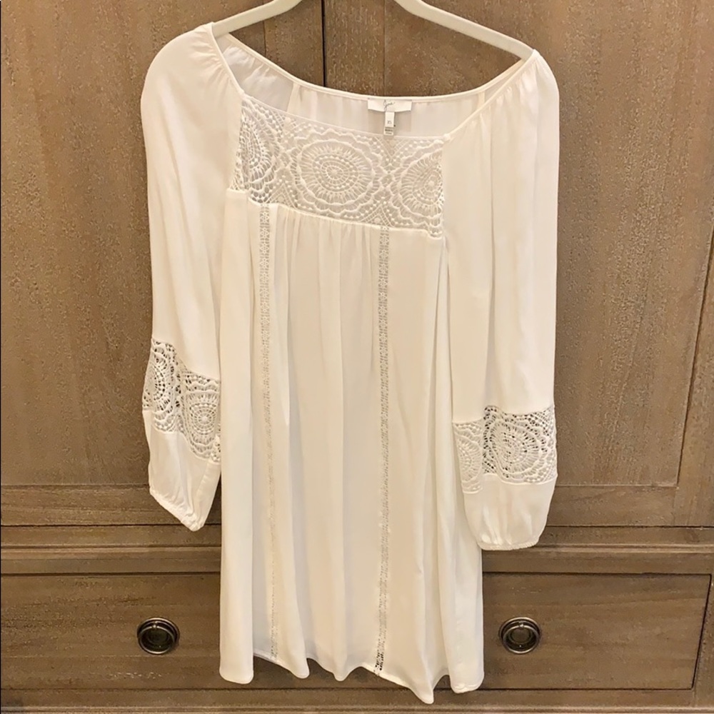 Joie Crochet Silk Dress White XS